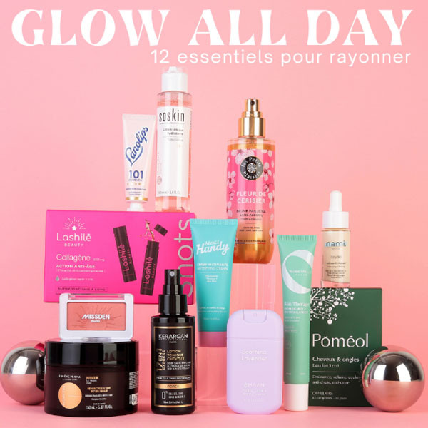 Box Cosmopolitan Glow Therapy My Beauty Factory : 12 produits beauté visage, cheveux et compléments