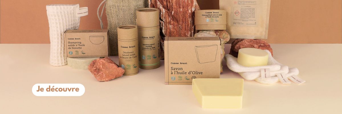 Coffret Comme Avant contenant des savons et soins bio zéro déchet