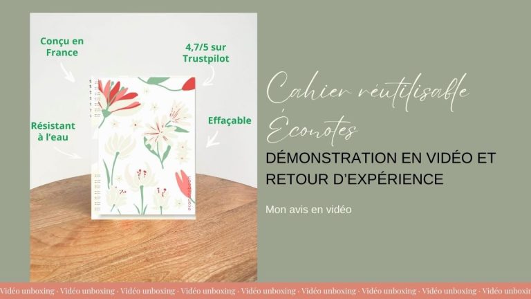 Cahier réutilisable Éconotes utilisé pour organiser le quotidien