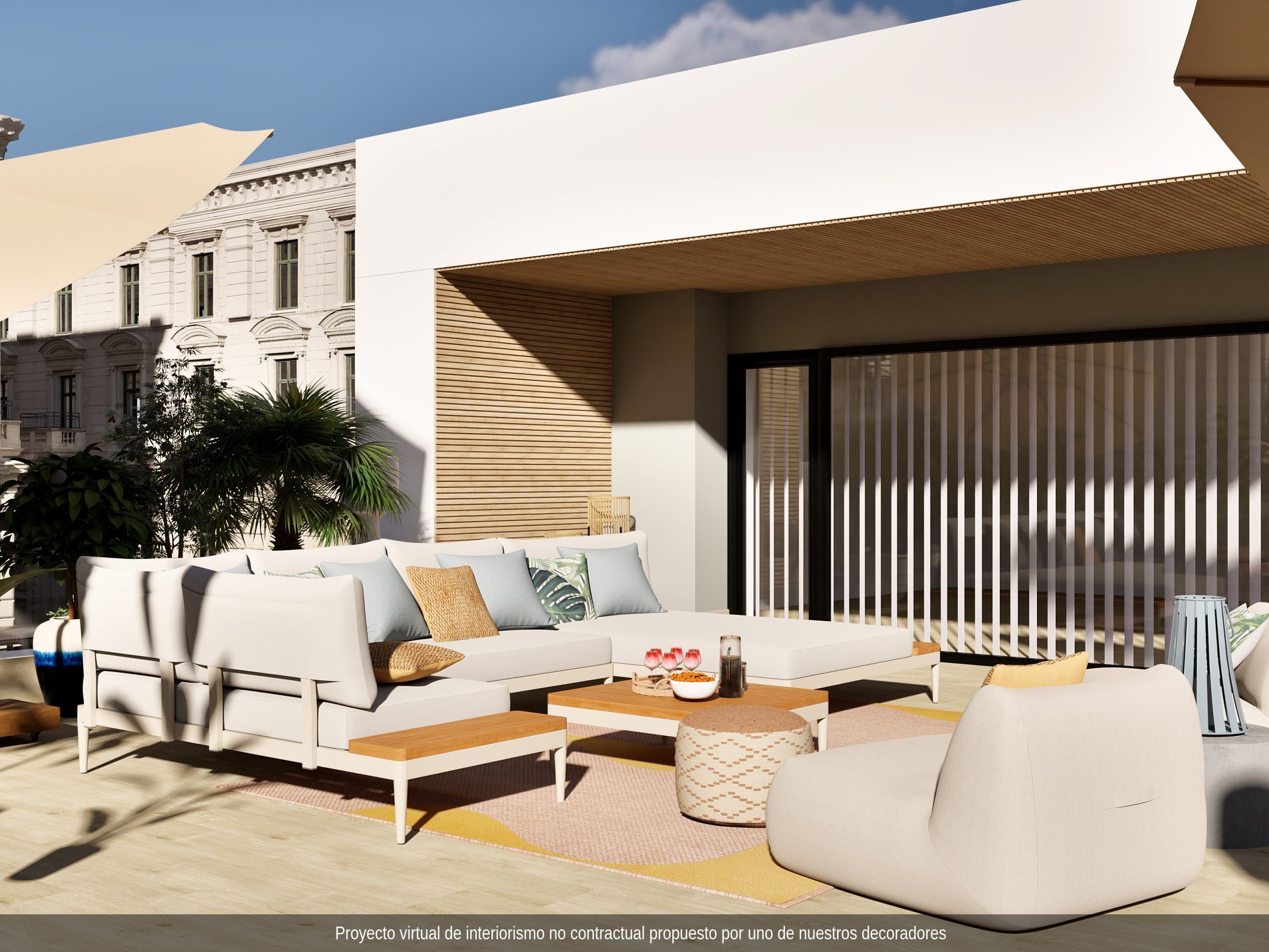 Terrasse aménagée avec Maisons du Monde et Rhinov