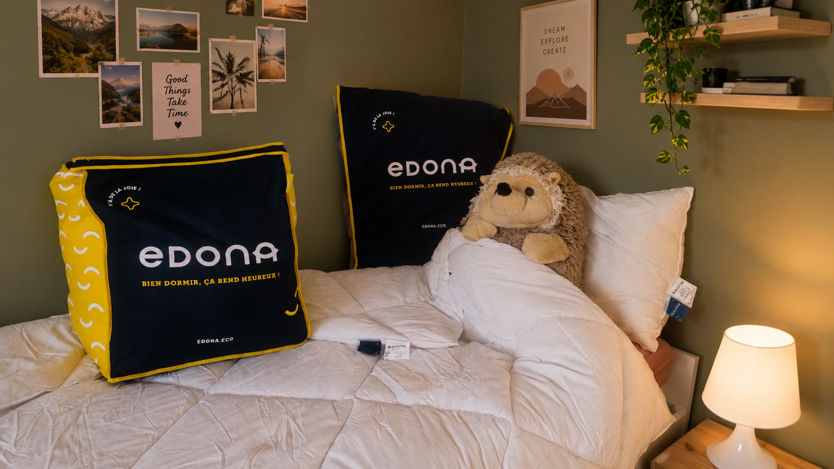 Couette L'Inspirée et oreiller L'Infini Edona, idée cadeau de Noël