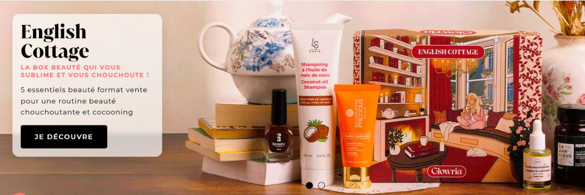 Box Glowria English Cottage octobre 2026 : 5 produits beauté full-size